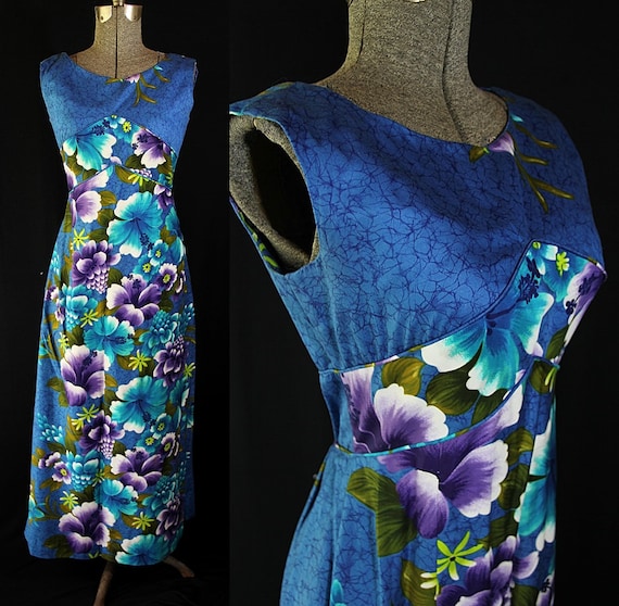 Hawaiian Dress Maxi Penneys Hawaii Batik Floral Novelty | Etsy