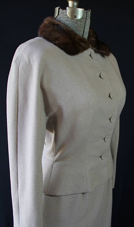 50s Suit, Einiger Youthcraft, Mink Collar, Wool S… - image 9