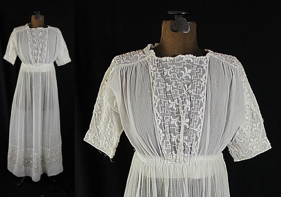 Antique Dress, 1910s Lawn Dress, Teen, Girls Dress