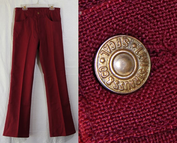 Levis Big E Jeans, Pants, Burgundy, Flare Leg, 197
