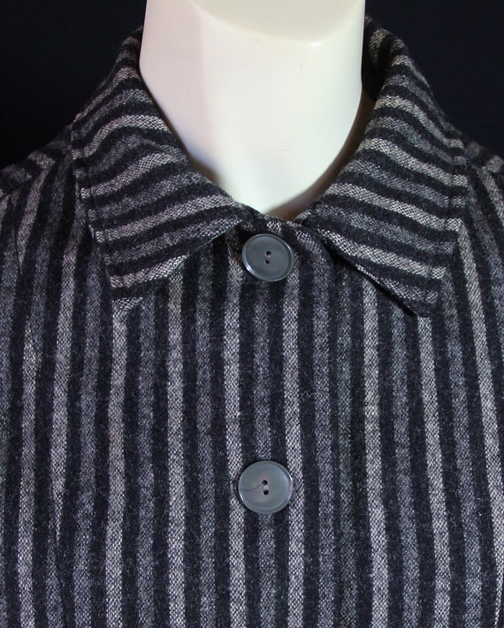 50s Wool Jacket, Striped, Black Grey, Mayfair, Mi… - image 8