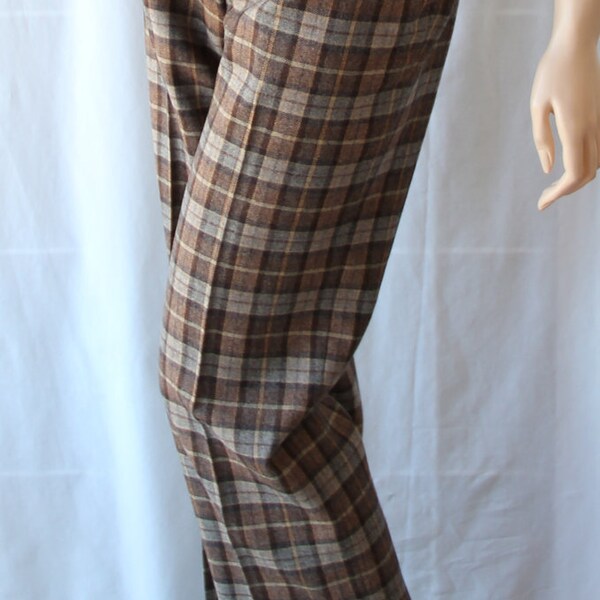 70s 80s Plaid Pants / Deadstock / Hipster / Womens Pants / Mocha Chocolate / Asher
