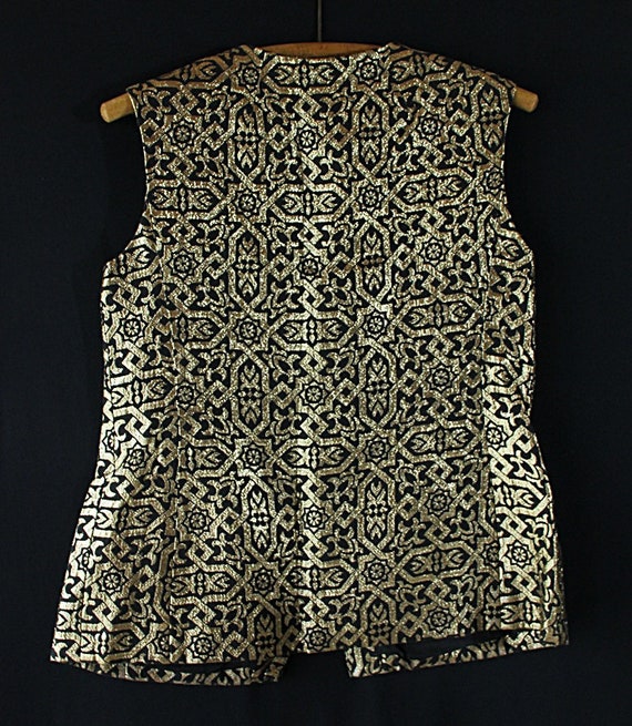 60s 70s Mod Vest, Tunic, Gold Metallic, Rocker Ch… - image 3