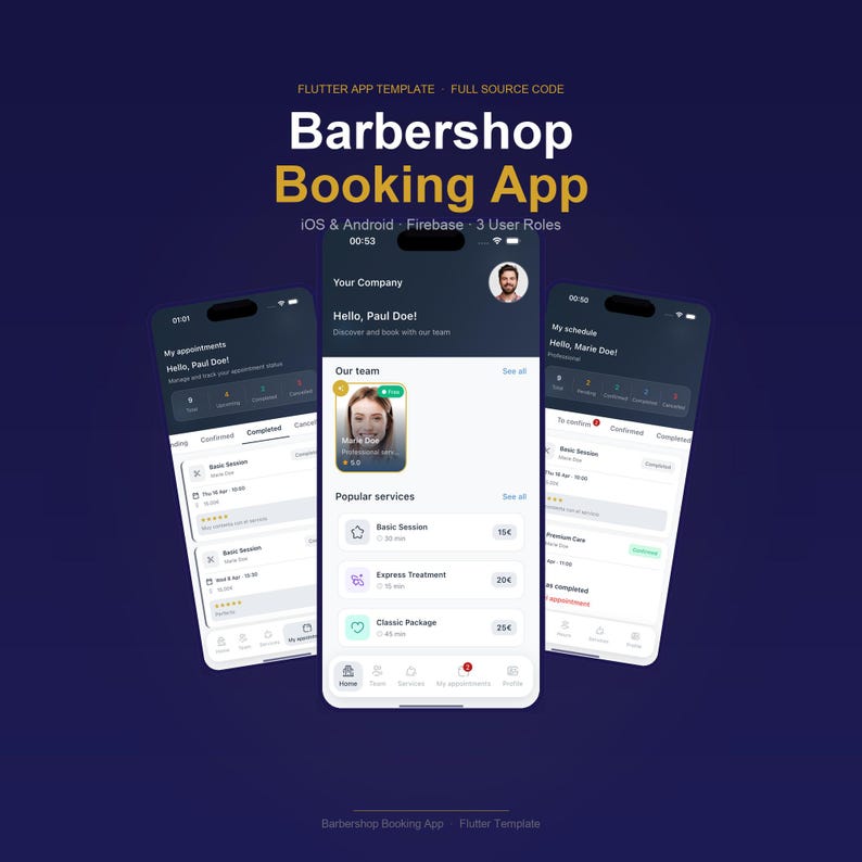 Barber Shop Booking App — Complete Flutter Source Code | Firebase | Ios ...