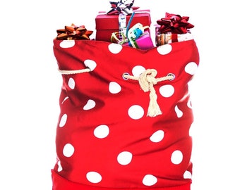 Personalised Christmas Red Spot Sack