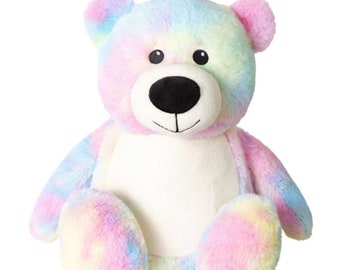 Personalised Embroidered Tie Dye Rainbow Bear