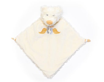 Personalised Embroidered Guardian Angel Bear Comforter, Remembrance Blankie