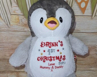 Personalised Embroidered Grey Penguin