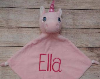 Personalised Pink Unicorn Baby Blankie Comforter