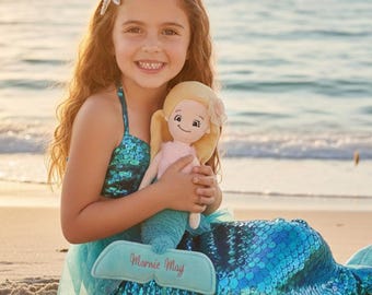 Personalised Embroidered Mermaid Rag Doll