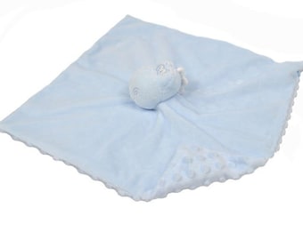 Personalised Embroidered Blue Dinosaur Baby Blankie Comforter