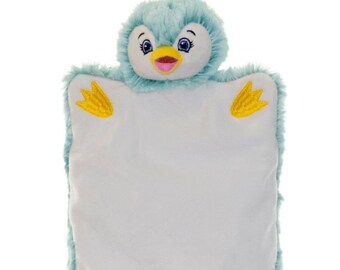 Personalised Penguin Baby Puppet Blankie Comforter