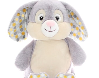 Personalised Embroidered Grey Bunny Rabbit
