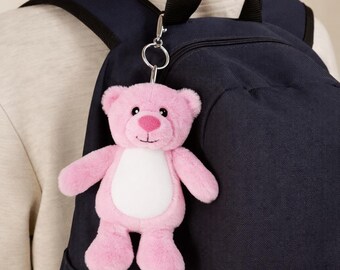 Personalised Plush Key Chain - Pink Teddy Bear