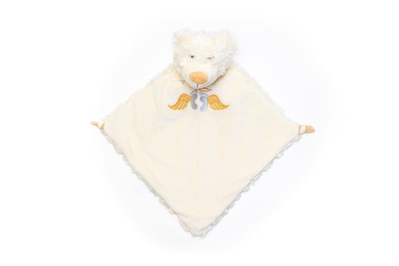 Personalised Embroidered Guardian Angel Memory Remembrance Bear Blankie Comforter with embroidered angel wings