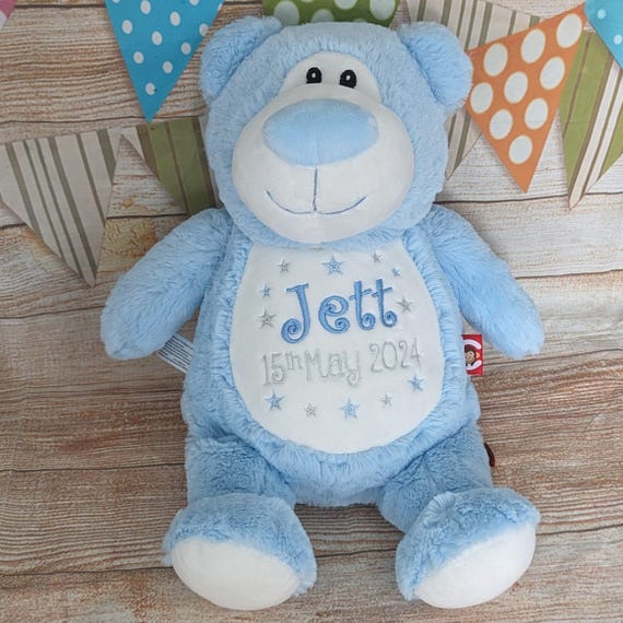 Personalised Embroidered Teddy Bear, Light Blue