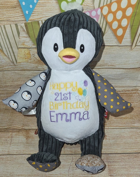 Personalised  Embroidered Baby Sensory Penguin