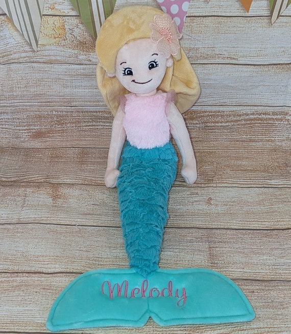 Personalised Embroidered Mermaid Rag Doll
