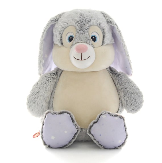 Personalised Embroidered Grey Bunny Rabbit Starry Lavender