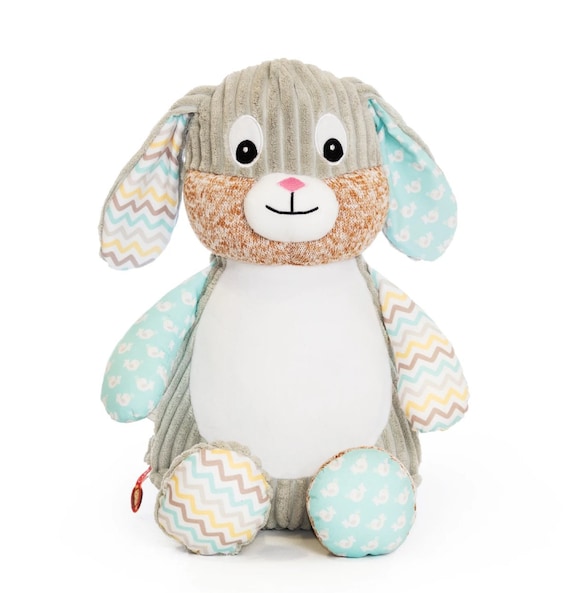 Personalised  Embroidered Baby Sensory Mint Bunny Rabbit