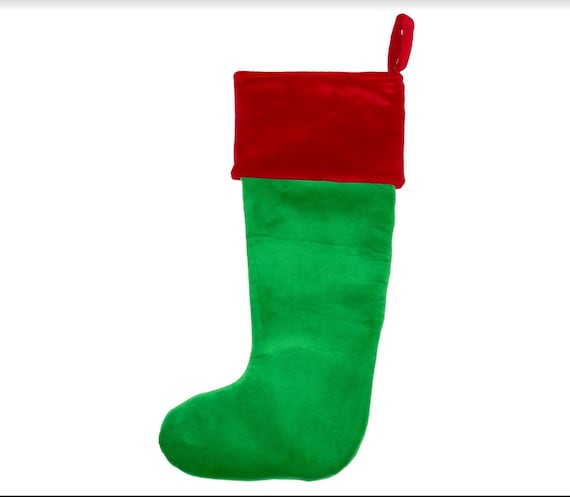 Personalised Embroidered Christmas Stocking - Green Santa Toe