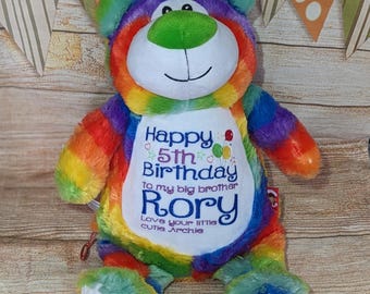 Personalised Rainbow Teddy Bear