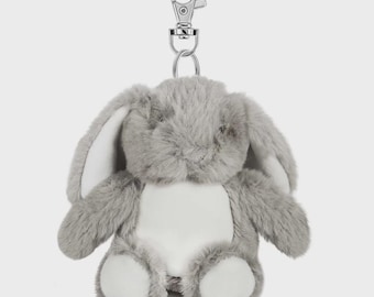 Personalised Plush Key Chain - Grey Bunny Rabbit