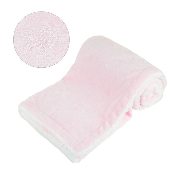 Personalised Embroidered pink star embossed sherpa baby blanket
