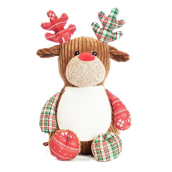 Personalised Embroidered Baby Sensory Tartan Deer