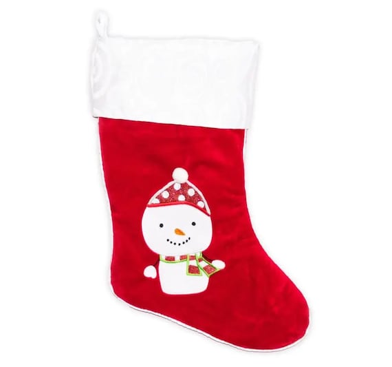 Personalised Christmas Stocking, Red with Snowman