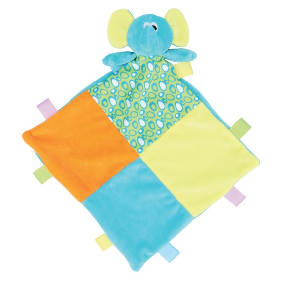 Personalised Embroidered Elephant Baby Blankie with Rattle Comforter