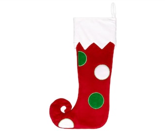 Personalised Embroidered Christmas Stocking - Spotty Elf Toe
