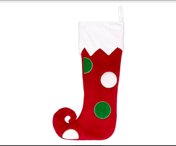 Personalised Embroidered Christmas Stocking - Spotty Elf Toe
