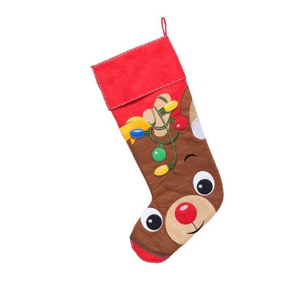 Personalised Embroidered Christmas Stocking, Reindeer, Rudolf,