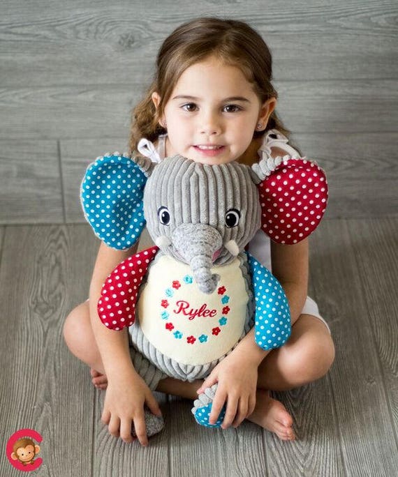 Personalised  Embroidered Baby Sensory Elephant