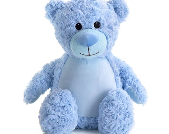 Personalised Embroidered Blue Teddy Bear