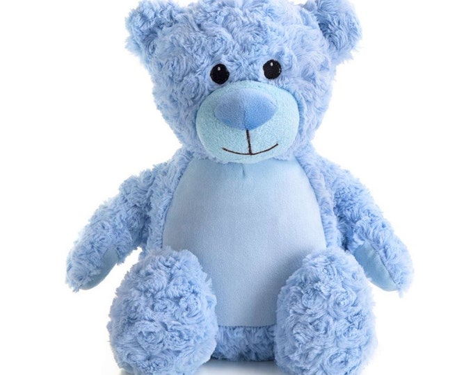 Featured listing image: Personalised Embroidered Blue Teddy Bear