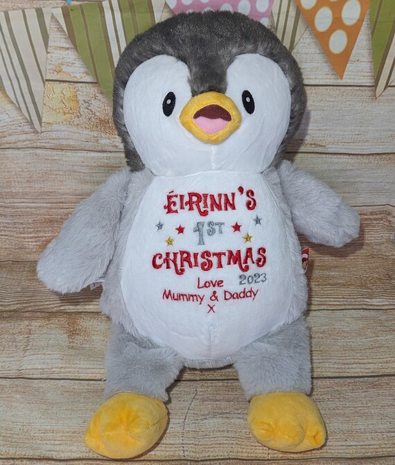 Personalised Embroidered Grey Penguin