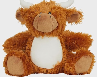 Peluche personalizado de vaca de las Tierras Altas • Decoración infantil con temática de granja • Juguete suave y tierno • Regalo para baby shower • Recuerdo de cumpleaños, NC500, Escocia