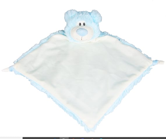 Personalised Blue Teddy Bear Baby Blankie Comforter