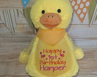 Personalised Embroidered Duck Chick Plush • Easter Baby Gift • Soft Cuddly Toy • Farm Nursery Decor • Birthday Keepsake