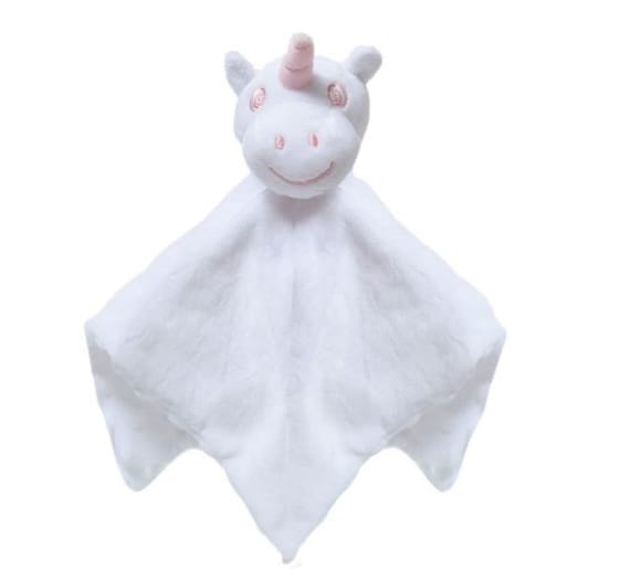Personalised Embroidered White Unicorn Baby Blankie