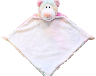 Personalised Pastel Teddy Bear Baby Blankie Comforter