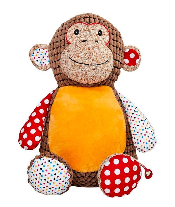 Personalised  Embroidered Brown Baby Sensory Monkey