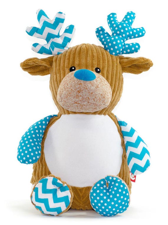 Personalised Embroidered Baby Sensory Deer - Blue