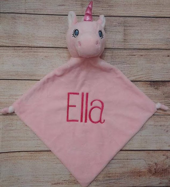 Personalised Pink Unicorn Baby Blankie Comforter