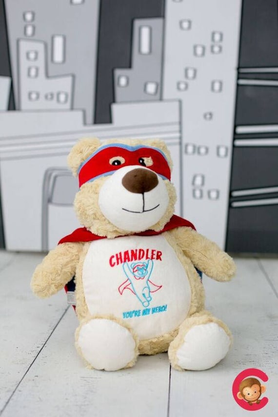 Personalised Embroidered Hero Teddy Bear, Red