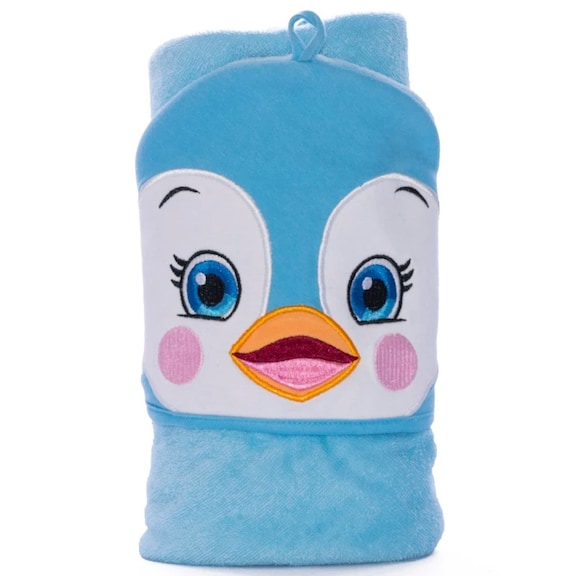 Personalised Embroidered Penguin Hooded Towel