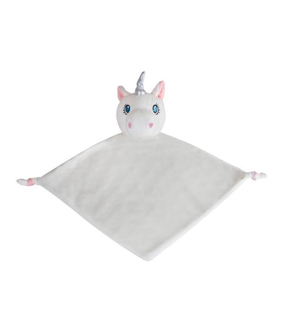 Personalised White Unicorn Baby Blankie, Comforter