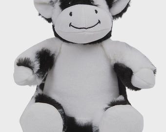 Peluche de vaca personalizado con estampado • Decoración infantil de granja • Juguete suave y tierno • Regalo para baby shower • Recuerdo de cumpleaños
